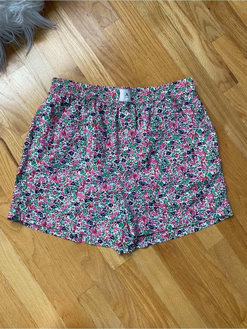 Anthropologie By Anthropologie Wren Boxer Floral High-Waist  Shorts Pink Green